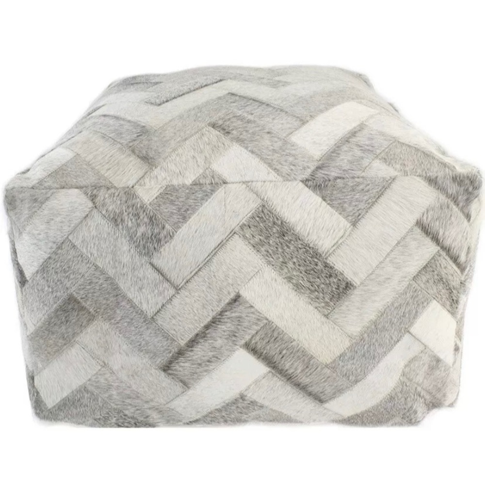 Bashian Hand Stitched Pouf - Ottoman, Table, Seating, 24' x 24' x 13', Ash, RARE